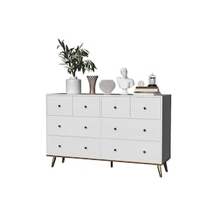Pearl White 8 drawer 57.08 in. Wide Chest of Drawers