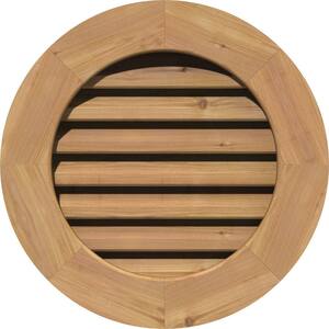25 in. x 25 in. Round Unfinished Smooth Western Red Cedar Wood Paintable Gable Louver Vent