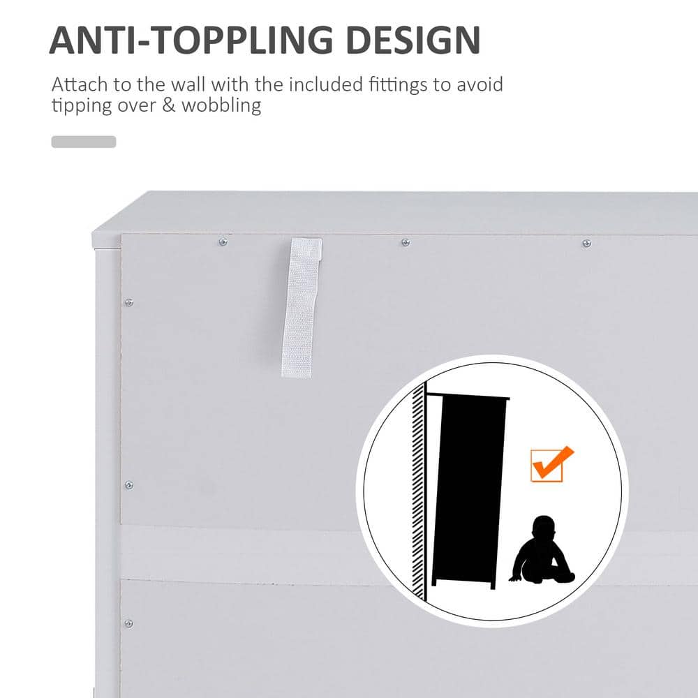 White Modern Sideboard Buffet Cabinet with Adjustable Shelves