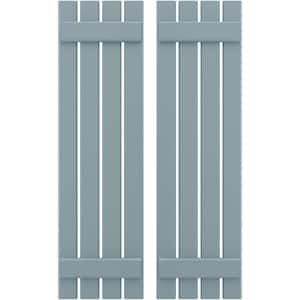 15-1/2-in W x 31-in H Americraft 4 Board Exterior Real Wood Spaced Board and Batten Shutters Peaceful Blue