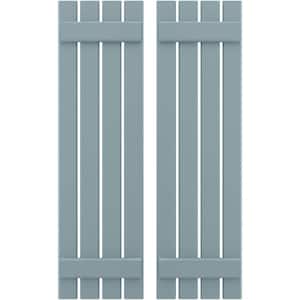 15-1/2 in. W x 53 in. H Americraft 4-Board Exterior Real Wood Spaced Board and Batten Shutters in Peaceful Blue