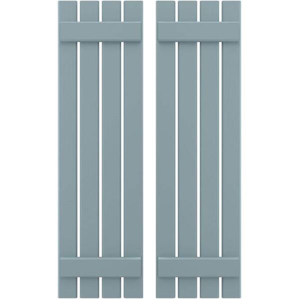 Ekena Millwork 15-1/2 in. W x 69 in. H Americraft 4-Board Exterior Real Wood Spaced Board and Batten Shutters in Peaceful Blue