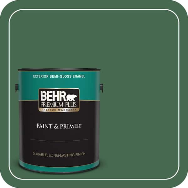 BEHR PREMIUM PLUS 1 gal. #M410-7 Perennial Green Semi-Gloss Enamel Exterior Paint & Primer