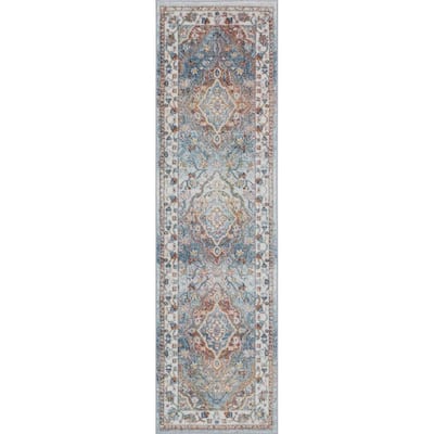 Tayse Rugs Reina Oriental Cream 6 ft. Round Indoor Area Rug REI1200 ...