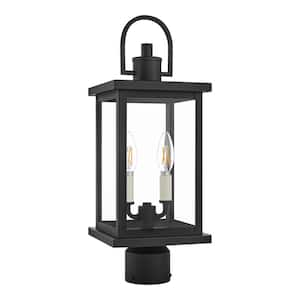 Parkbend 2-Light Textured Matte Black Outdoor Post Mount Lantern