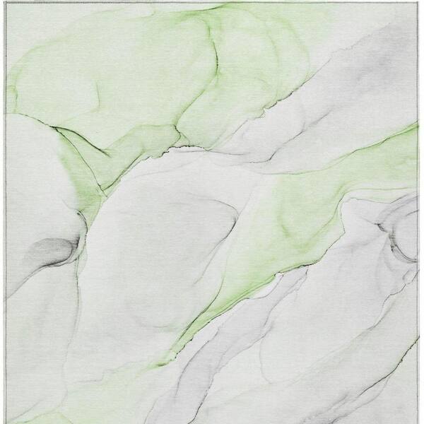 Green 3 ft. x 5 ft. Abstract Indoor / Outdoor Area Rug