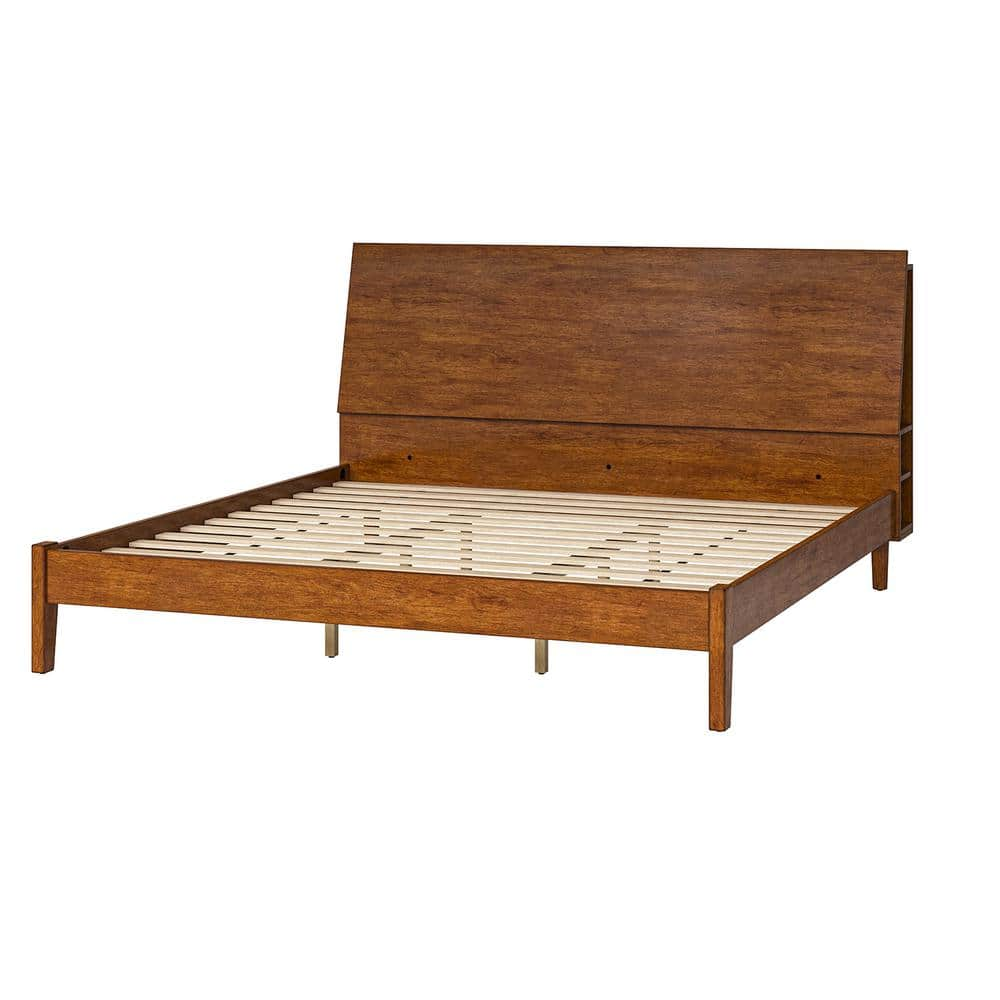 JAYDEN CREATION Alvin Acorn Mid-century Modern Solid Wood Platform Bed ...