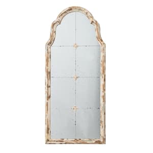 47.2 in. x 23.6 in. Modern Arch Framed Washed White, Gold Accent Mirror