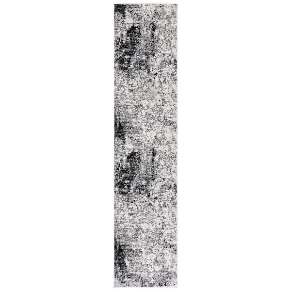 Tulum 2 ft. x 9 ft. Ivory/Black Distressed Contemporary Runner Rug