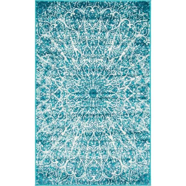 Unique Loom Sofia Grace Turquoise 3' 3 x 5' 3 Area Rug