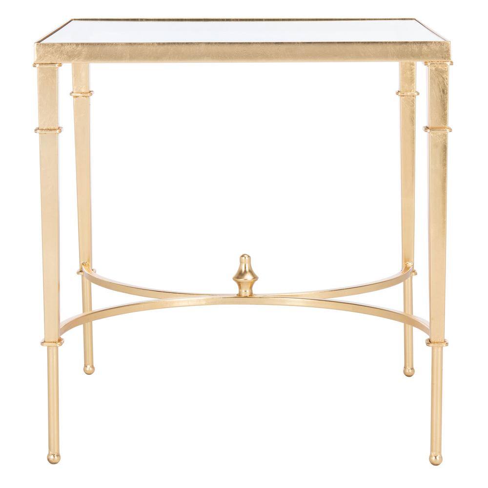 Mendez Gold Leaf Glass Top Square Accent Table