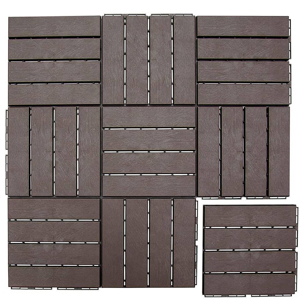 1 ft. x 1 ft. Quick Deck Outdoor Waterproof Flooring All Weather Composite Deck Tile in Dark Brown (9 sq. ft. Per Box) price history on PriceWatchPro