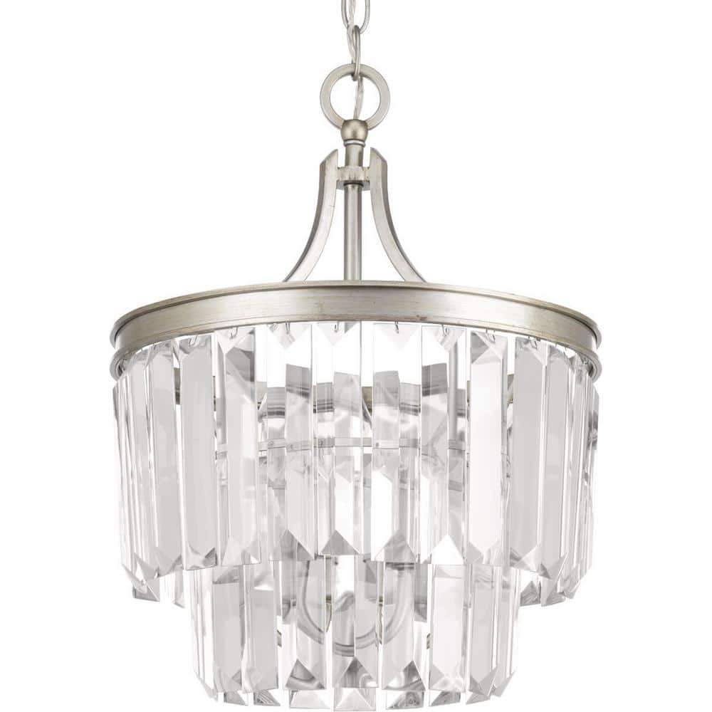 Glimmer Silver Ridge 3-Light Semi-Flush Pendant with Prismatic Glass