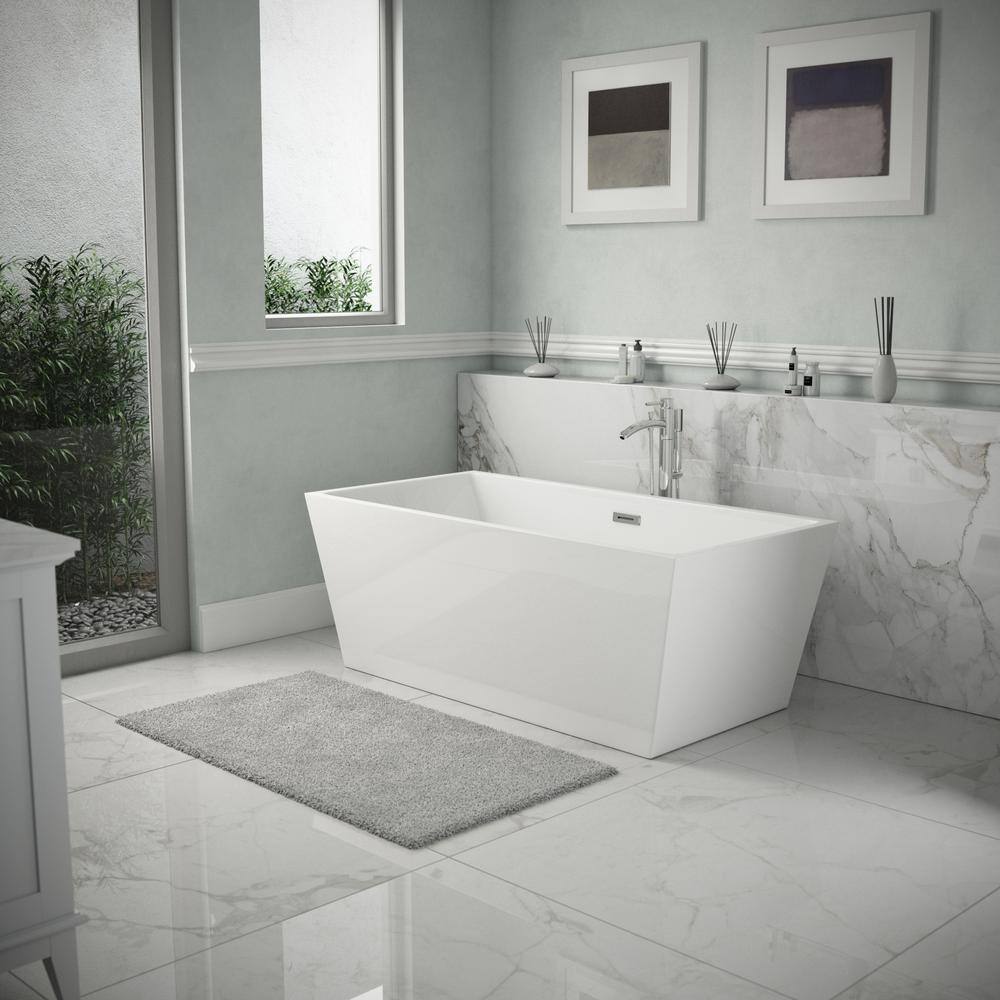 Sara 59'' White Acrylic Freestanding Soaking Bathtub