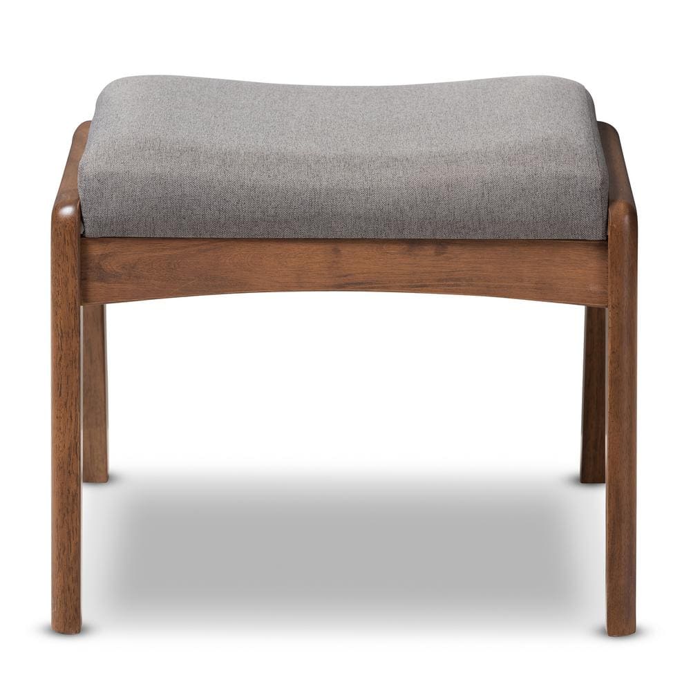Baxton Studio Roxy Mid-Century Gray Fabric Upholstered Ottoman