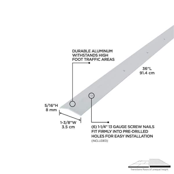 Polished 1-3/8 in. x 36 in. Smooth Carpet Trim with Screw Nails