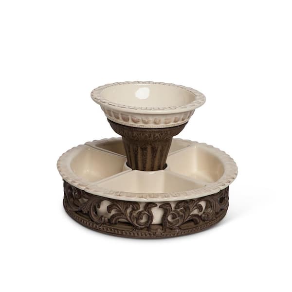 GG COLLECTION 13 in. D Crudite Set with Brown Metal Holder