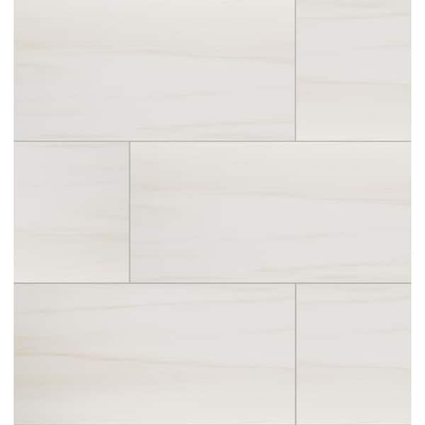 Bianco Dolomite 12 in. x 24 in. Polished Porcelain Marble Look Floor and Wall Tile (512 sq. ft. /Pallet)
