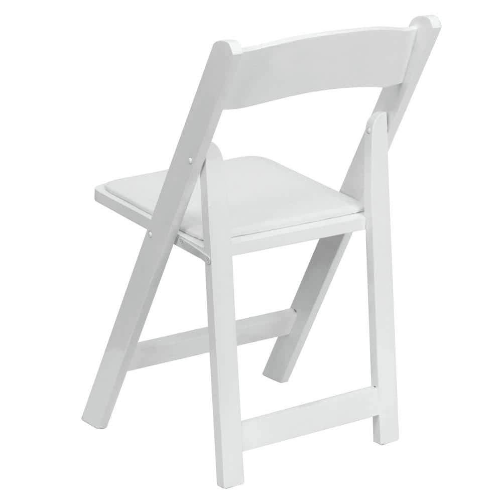 Hercules Series 30.5" White Beechwood Folding Chair with Vinyl Seat