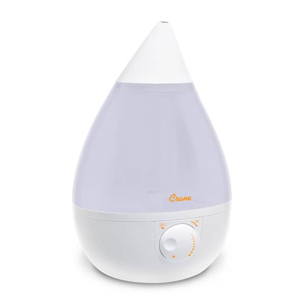 Crane 1 Gal. Drop Ultrasonic Cool Mist Humidifier for Medium to Large Rooms up to 500 sq. ft. - White