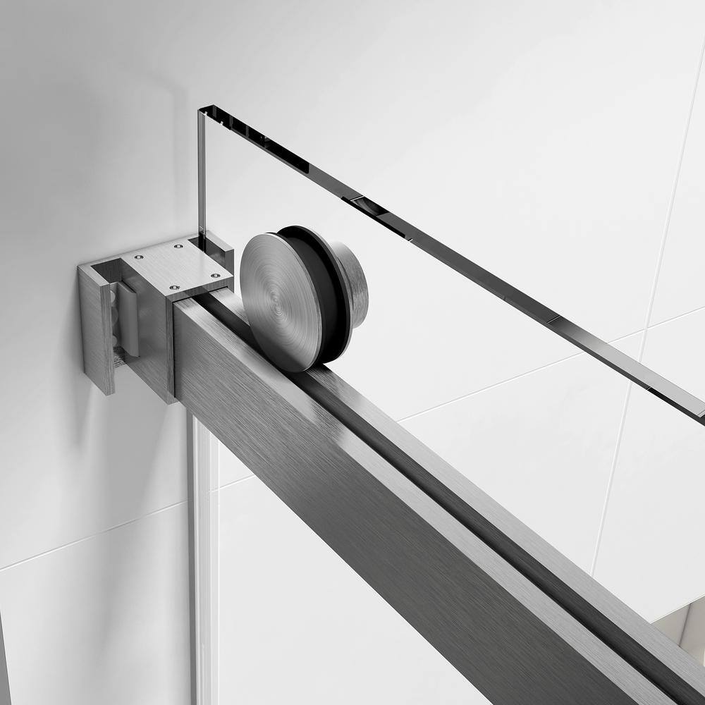 60" Frameless Sliding Glass Shower Door with Nickel Finish