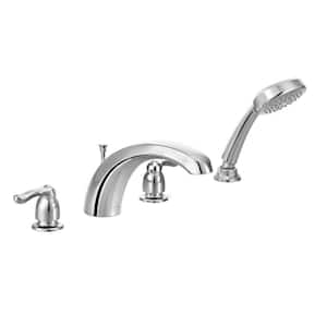 Chateau 2-Handle Deck-Mount Roman Tub Faucet with Built-In Handshower Diverters in Chrome (Valve Not Included)