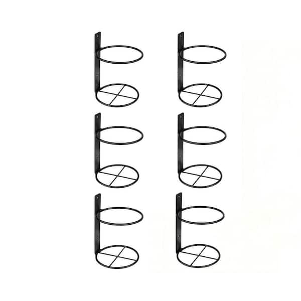6 Piece 1-Bottle Black 3.74 in. Spiral Wall Mounted Wine Rack, Metal Bottle Display Holder for Storage and Theme Decor