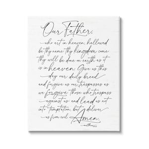 Our Father Reading Spiritual Scripture Design By Lettered and Lined Unframed Religious Art Print 30 in. x 24 in.