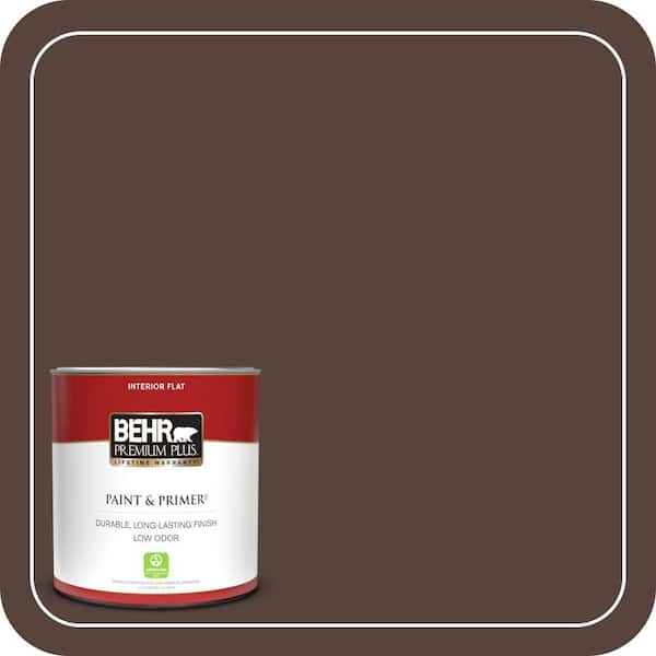 BEHR PREMIUM PLUS 1 qt. #BXC-78 Cordovan Leather Flat Low Odor Interior Paint & Primer