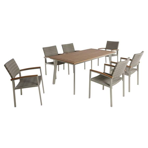Plastic Outdoor Dining Set, Faux Wood Outdoor Dining Table Set
