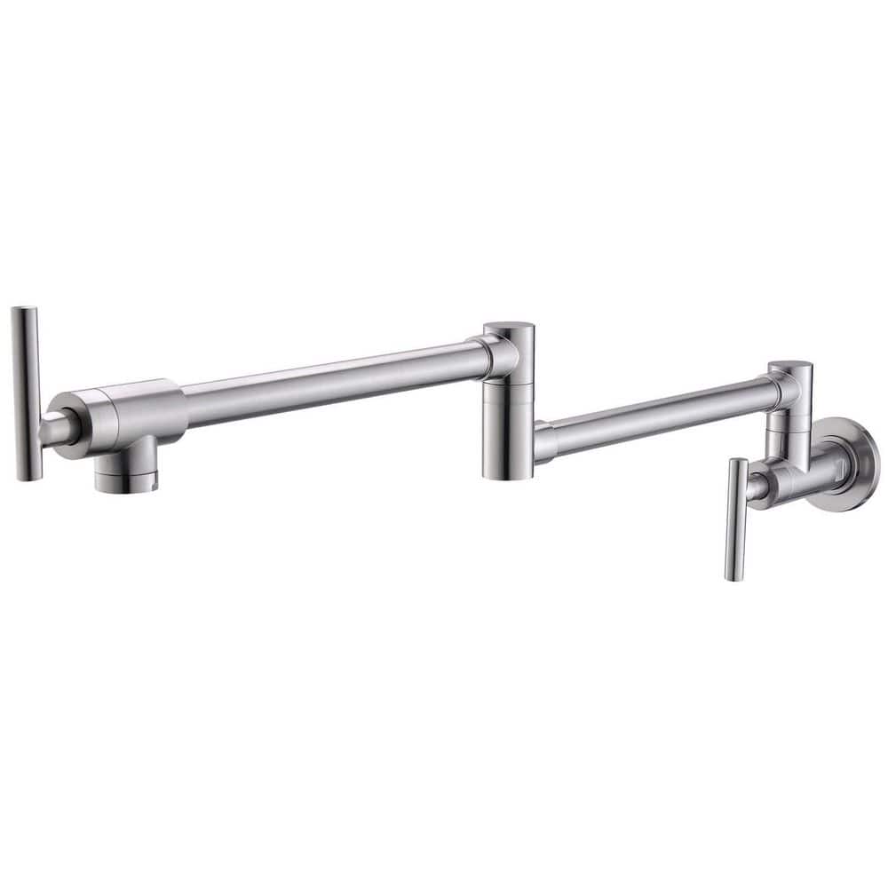 Wall Mount Pot Filler Faucet Double-Handle in Brushed Nickel price history on PriceWatchPro