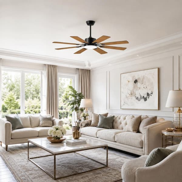 61.8 in. LED Indoor Black Industrial Style Ceiling Fan with 3 CCT and Remote Control