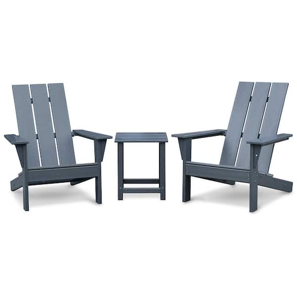 HOTEBIKE 3-Piece Plastic Adirondack Patio Conversation Chair Table Set Folding Seat Furniture Garden