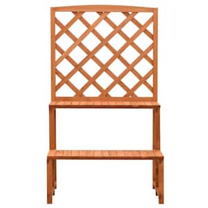 47.2 in. x 16.5 in. x 27.6 in. Orange Fir Wood Plant Stand with Trellis