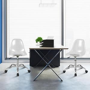 Rolling Acrylic Swivel Ergonomic Desk Chair Vanity Ghost in Clear Chair Adjustable Armless (Set of 2)