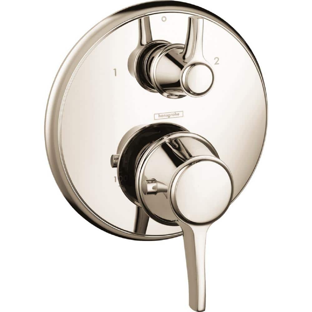 Polished Nickel Wall-Mounted Lever Shower Trim with Modern Design
