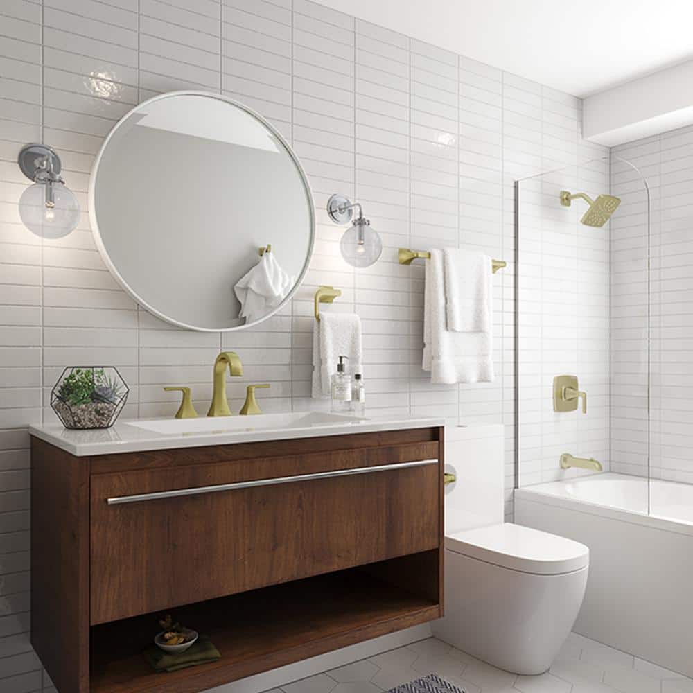 Brushed Gold Single Handle High Arc Bathroom Faucet