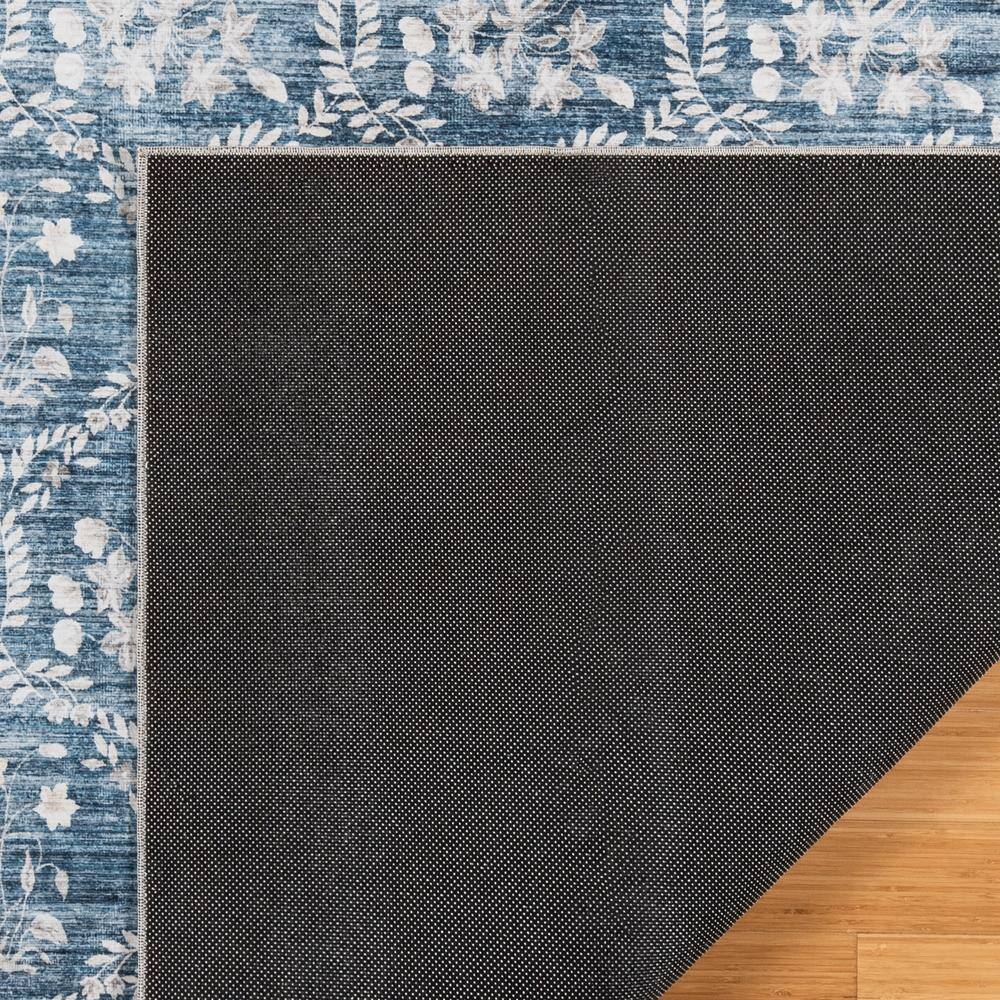 Vela Navy and Ivory Floral Print 8' x 10' Synthetic Area Rug