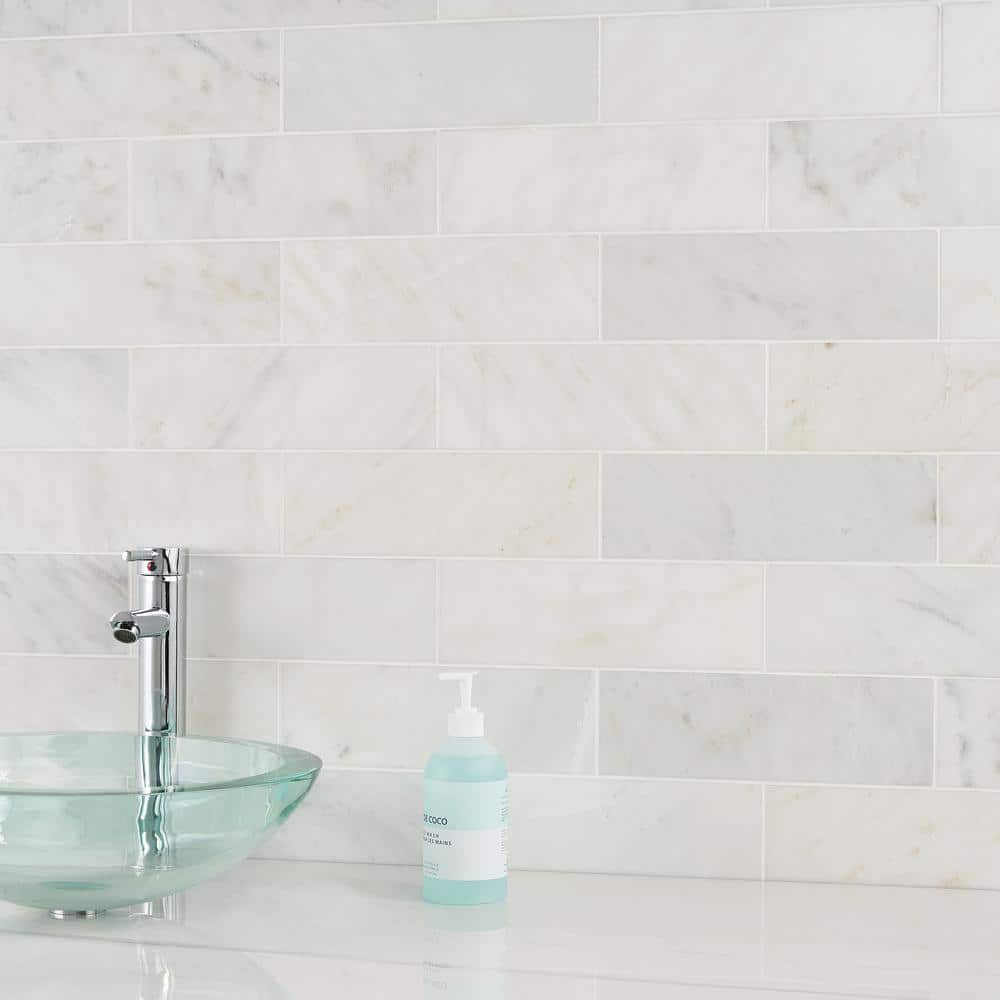 Eastern Asian Statuary White Marble Subway Tile