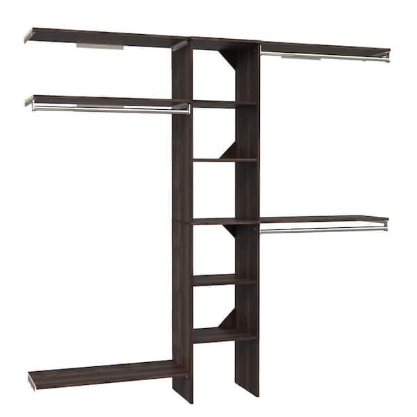 Style+ 64.9 in W - 112.9 in W Modern Walnut Basic Narrow Floor Mount Wood Closet System Kit