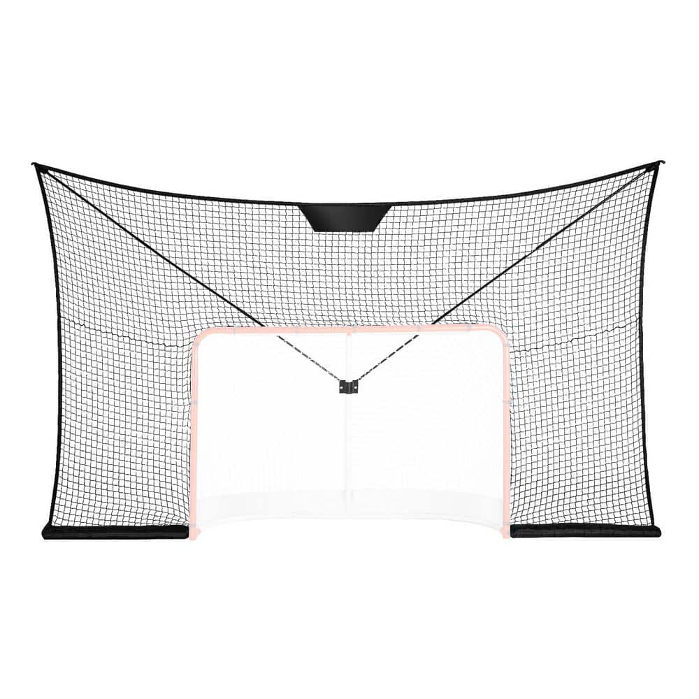 VEVOR Hockey Goal Backstop Net iron frame and fiberglass Street Hockey Sport Target Netting Outdoor 12 x 7 ft. in Black