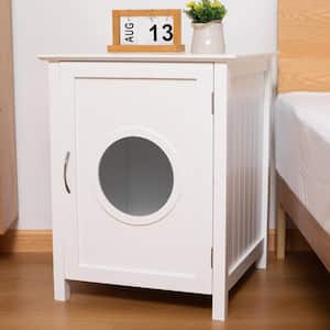 20 in. W x 20 in. D x 25.2 in. H White Wood Linen Cabinet with Cat Box Enclosure and Door