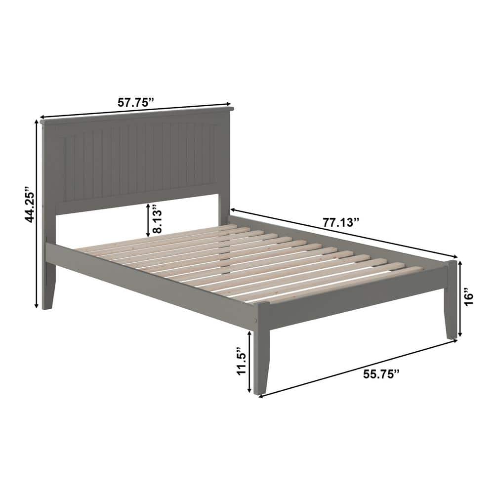 Nantucket Gray Full Wood Platform Bed with Headboard