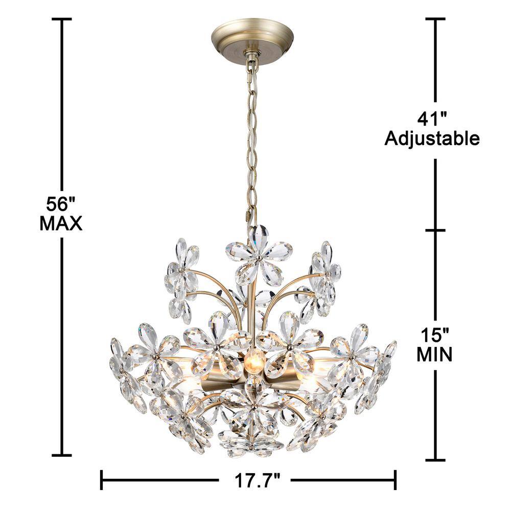 Rosa 6-Light Champagne Flower Crystal Chandelier
