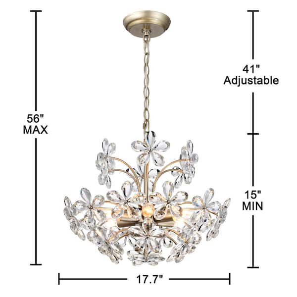 Teresa 6-Light Brushed Silver-Ish Champagne Flower Crystal Empire  Chandelier with No Bulbs Included