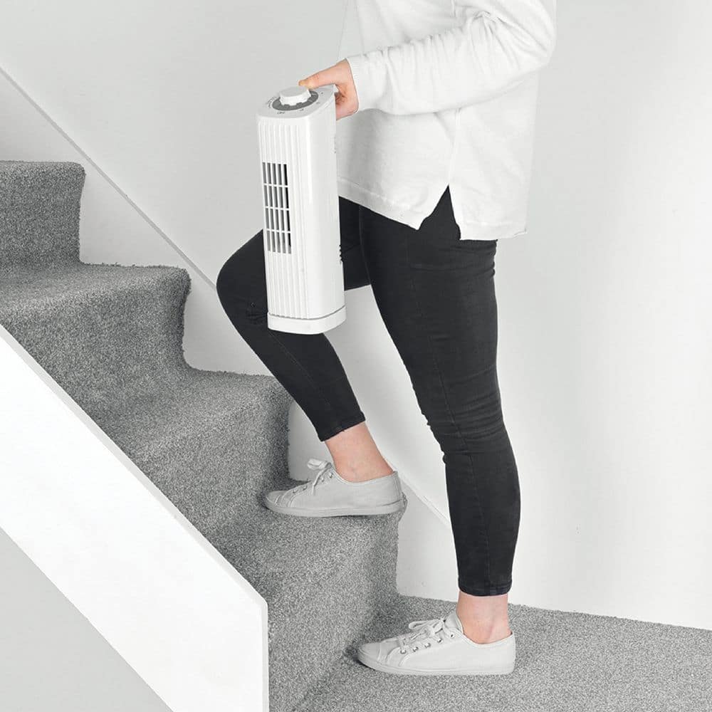White Ultra-Slim Oscillating Floor Tower Fan with Three Speeds