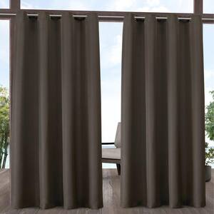 Cabana Chocolate Solid Light Filtering Grommet Top Indoor/Outdoor Curtain, 54 in. W x 108 in. L (Set of 2)
