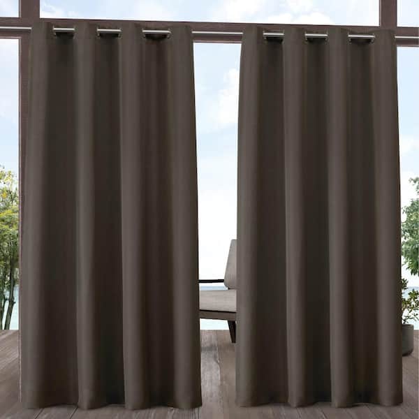 EXCLUSIVE HOME Cabana Chocolate Solid Light Filtering Grommet Top Indoor/Outdoor Curtain, 54 in. W x 84 in. L (Set of 2)