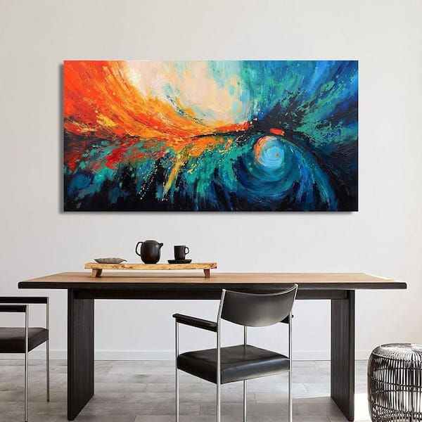 Blue Green Wall Art Decor Canvas Abstract Art Work Colorful