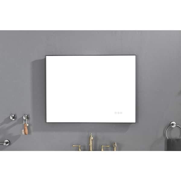 Polibi 32 in. W x 24 in. H Rectangular Frameless Wall Mounted LED Light Bathroom Vanity Mirror with Anti-Fog